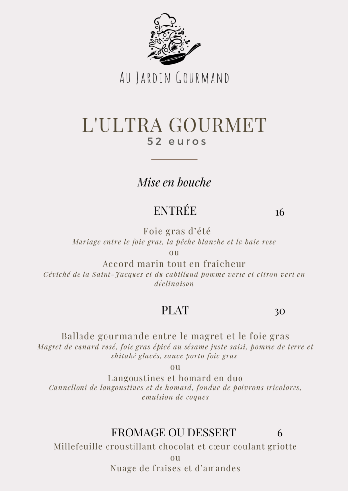 Menu a 52 euros estivale